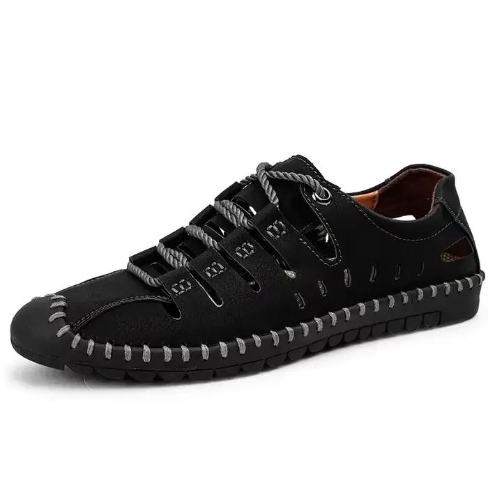 Sandales Homme Été 2025 – Chaussures Décontractées à Bout Fermé et Perforations, Grandes Tailles, Co