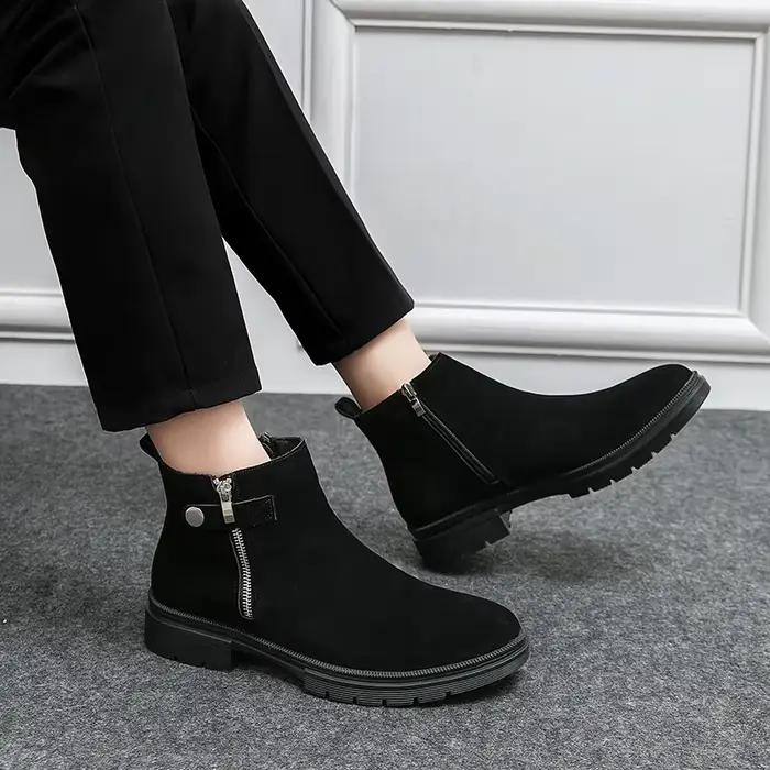 Bottines Chelsea pour hommes, confortables, élégantes, en daim résistant, à coupe haute, à semelle é