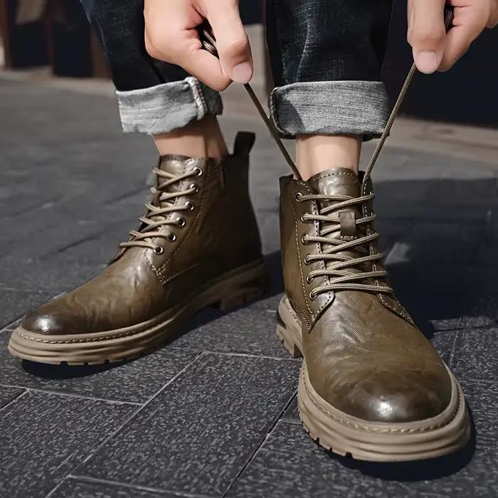 Bottes courtes d'affaires haut de gamme pour hommes, bottes formelles, chaussures de rinçage d'hiver