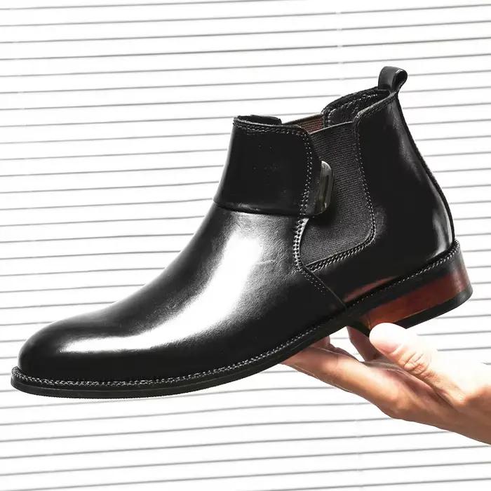 StephanBoots-Chaussures rehaussantes chaudes pour hommes, Rinse, Cuir de vache, Semelle intérieure a