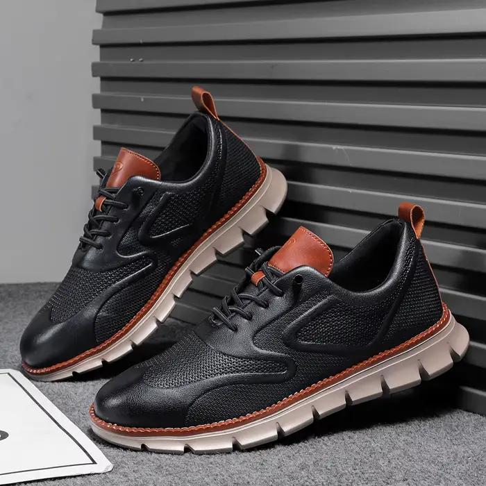 Baskets Oxford en cuir de qualité supérieure pour hommes, chaussures de marche confortables et décon