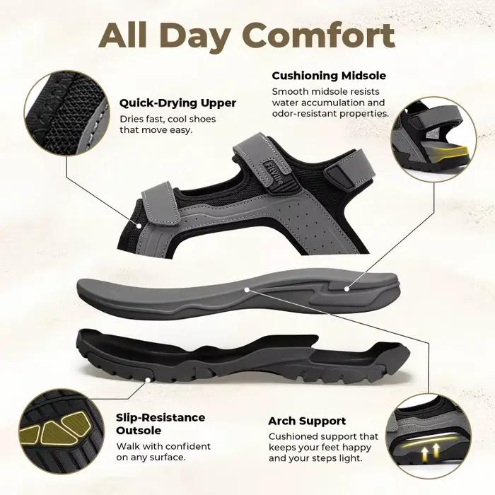 FitVille – sandales larges pour hommes, chaussures de plage et de sport antidérapantes à séchage rap