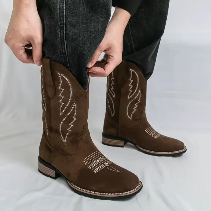 Nouvelles bottes de cowboy occidentales pour hommes bottes de moto vintage mi-mollet bottes pour hom