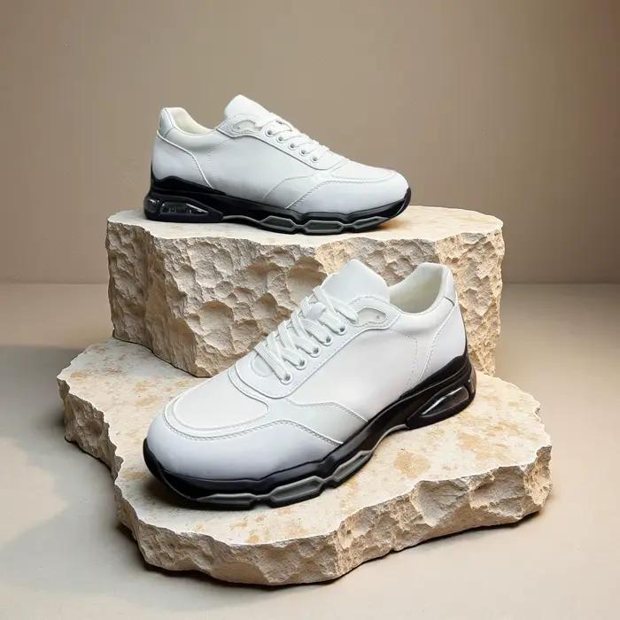 Chaussures de sport décontractées de luxe pour hommes, fabriquées à la main, en cuir de vachette ple