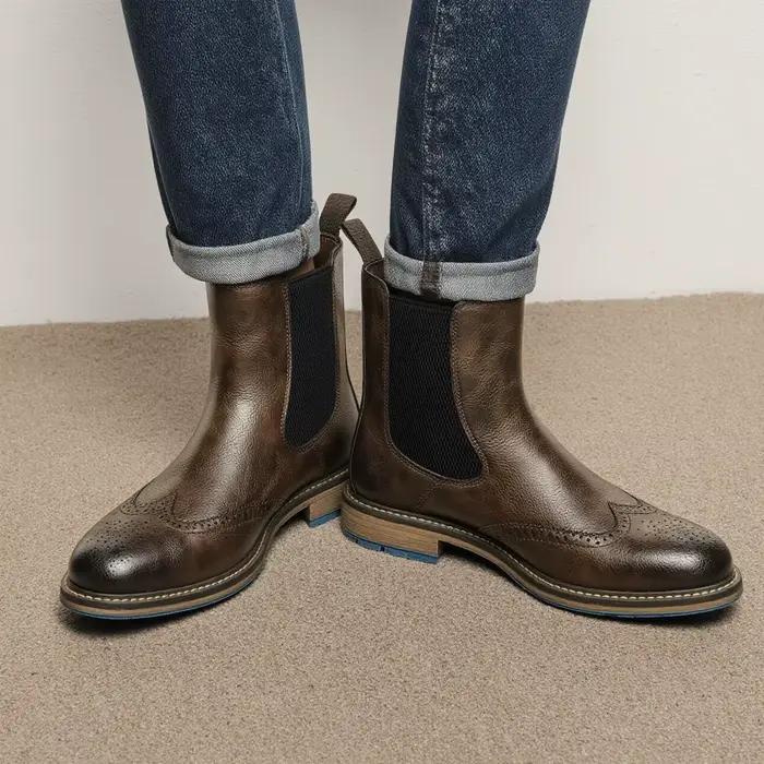 Bottes Chelsea pour hommes, décontractées, confortables, en cuir, tendance 2026
