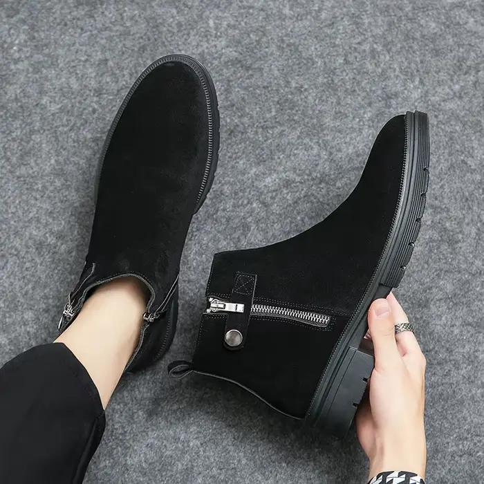 Bottines Chelsea pour hommes, confortables, élégantes, en daim résistant, à coupe haute, à semelle é