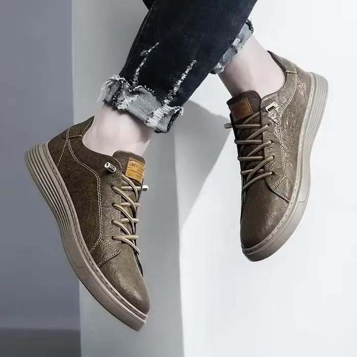 Marque italienne en cuir véritable chaussures décontractées hommes Oxford en plein air noir chaussur