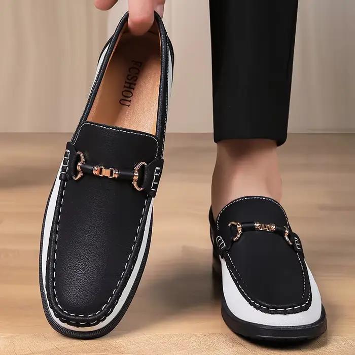 Marque de luxe en cuir véritable hommes chaussures de mariage sans lacet mocassins nouvelle tendance