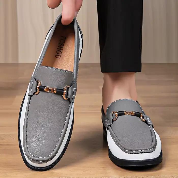 Marque de luxe en cuir véritable hommes chaussures de mariage sans lacet mocassins nouvelle tendance