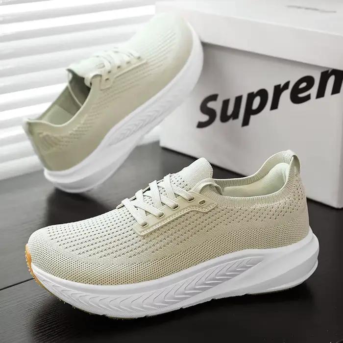 Chaussures de sport pour hommes à lacets en maille, confortables, respirantes, légères, à semelle re
