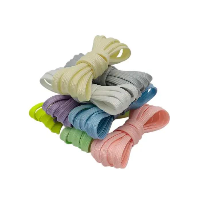 Coolstring-Lacets plats néon phosphorescents, 7mm, baskets blanches décontractées, style boîte de nu