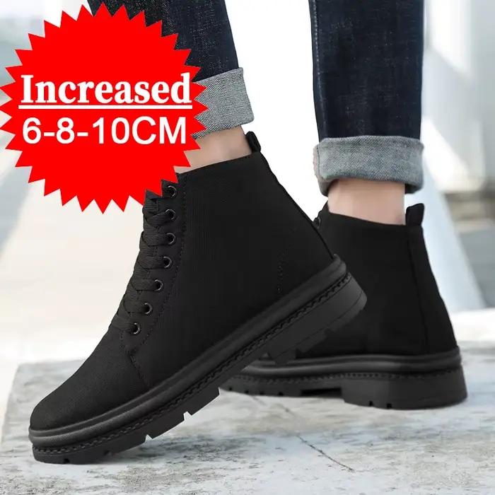 Hommes bottes ascenseur chaussures talons cachés toile rehaussant chaussures pour homme talons caché