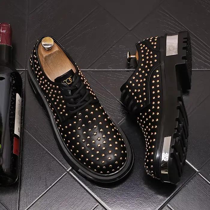 Nouvelle marque de luxe concepteur blanc noir Rivet Punk Rock à lacets plate-forme chaussures décont