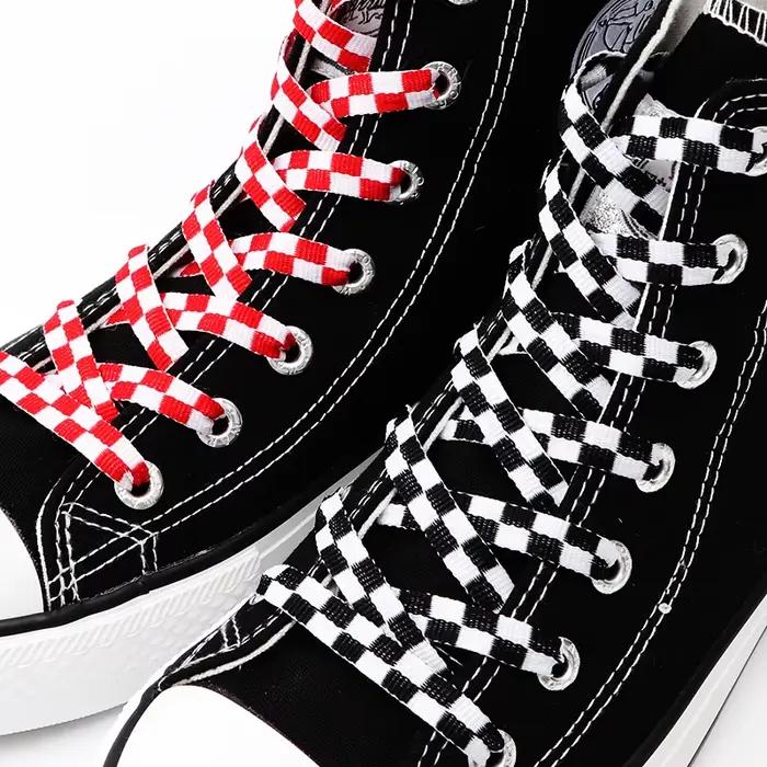 Lacets plats à carreaux, 1 paire, pour chaussures de sport, couleurs, impression, rubans