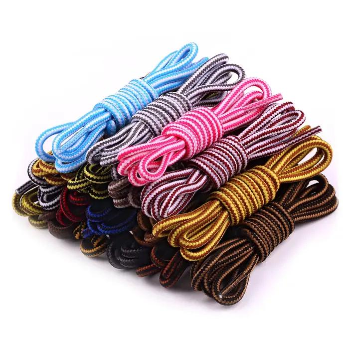 1 paire de lacets ronds en Polyester à rayures bicolores de 4mm pour chaussures de travail bottes Ma