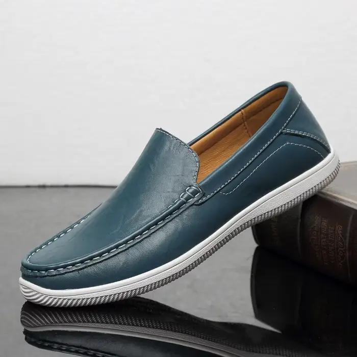 Chaussures décontractées en cuir véritable pour hommes, mocassins à semelle faite à la main, chaussu