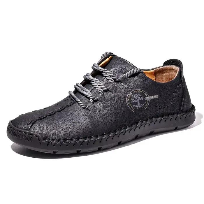 Chaussures en cuir faites à la main pour hommes, mocassins décontractés à enfiler en cuir marron, ch