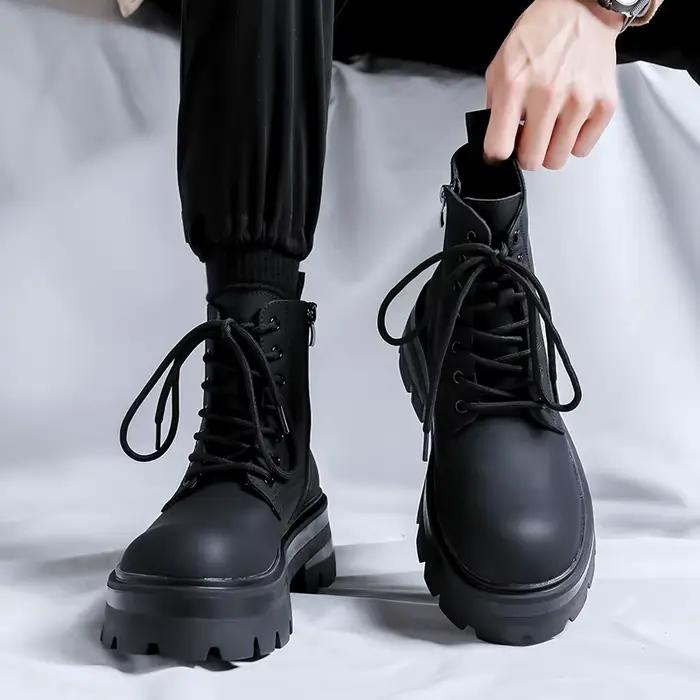 Bottes de rinçage de style britannique pour hommes, de haute qualité, zones noires solides, 03, robe