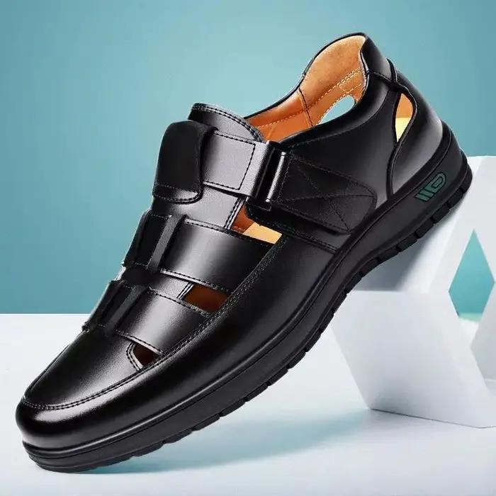Chaussures en cuir pour hommes 2026 – Sandales d'été décontractées et habillées à talons hauts, seme