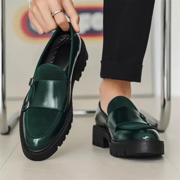 Mocassins hommes chaussures en cuir à semelles épaisses Style britannique noir chaussures d'affaires