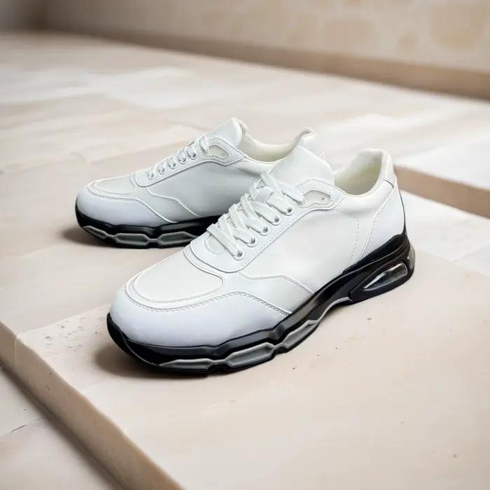 Chaussures de sport décontractées de luxe pour hommes, fabriquées à la main, en cuir de vachette ple