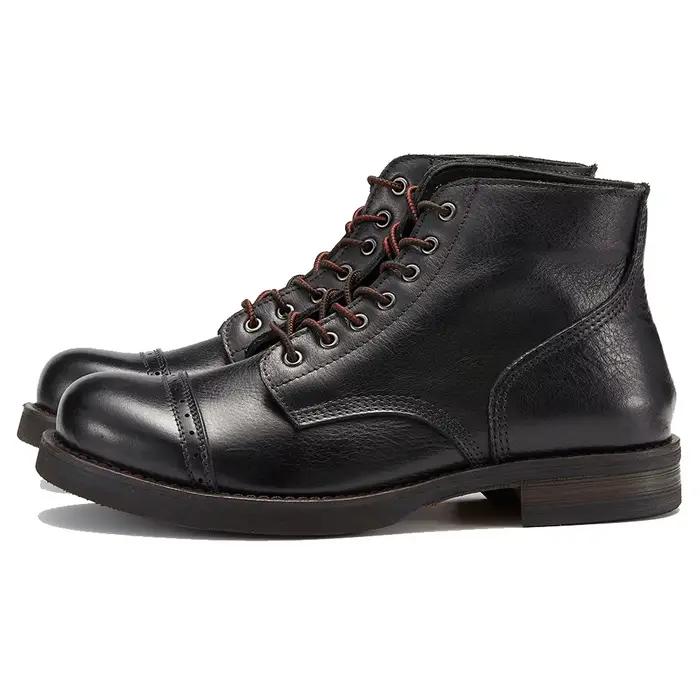 Bottes de Combat en cuir véritable pour hommes, chaussures de luxe, élégantes, faites à la main, poi