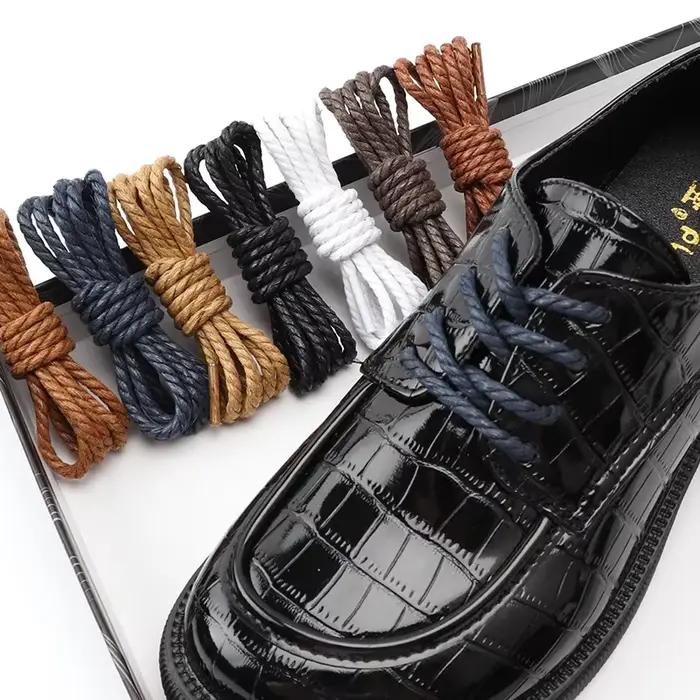 1 paire de lacets ronds cirant les lacets de chaussures en coton imperméable utilisés pour les botte