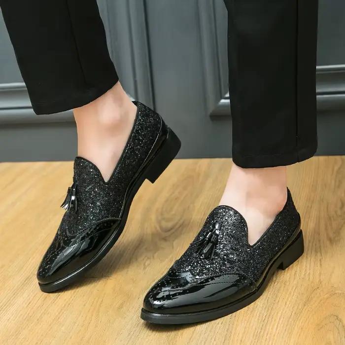 Chaussures habillées d'affaires hommes Oxfords en cuir véritable bout pointu à lacets de haute quali