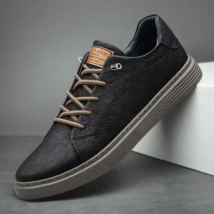 Marque italienne en cuir véritable chaussures décontractées hommes Oxford en plein air noir chaussur