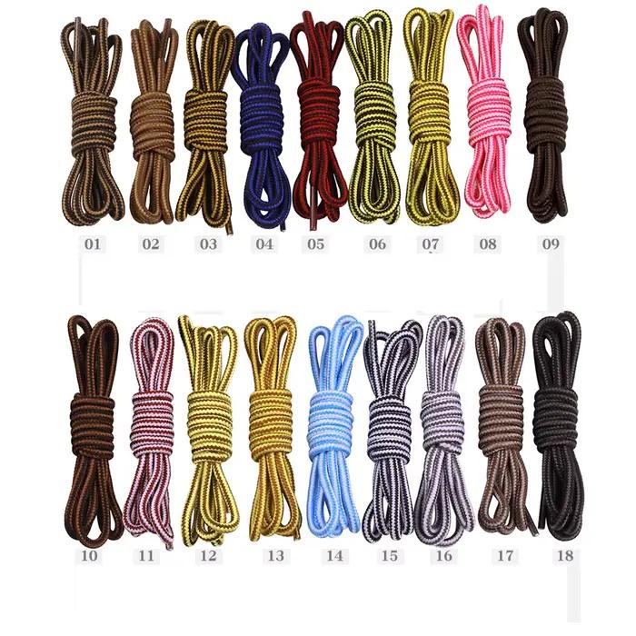 1 paire de lacets ronds en Polyester à rayures bicolores de 4mm pour chaussures de travail bottes Ma