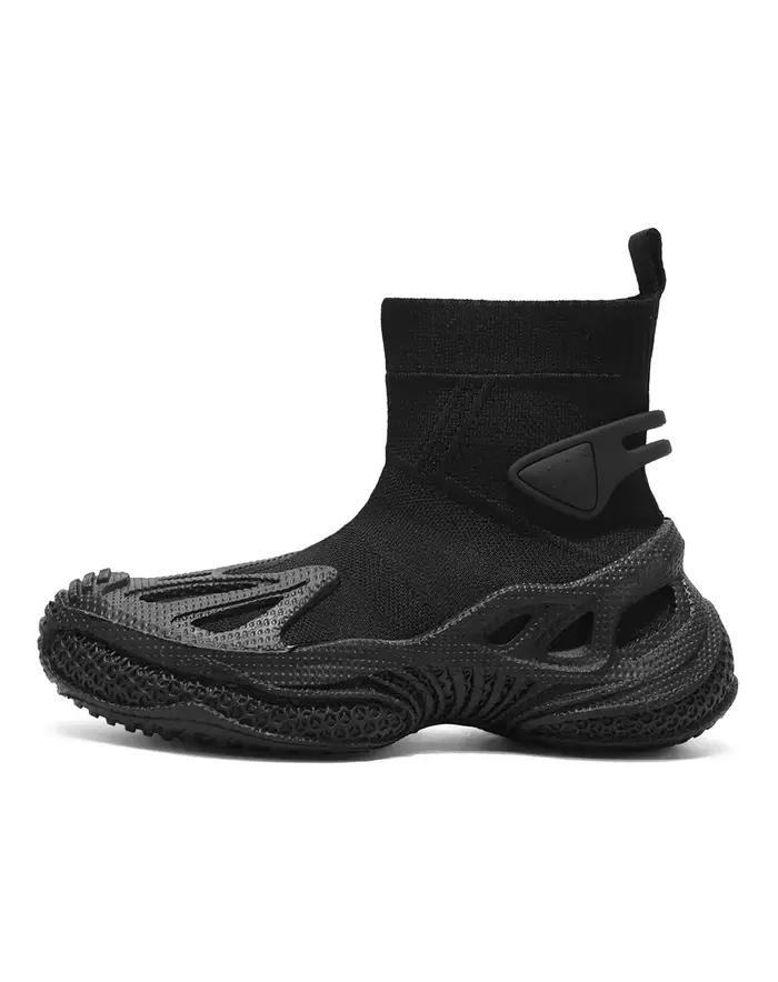 Classique noir Hommes chaussures hautes respirant tricot chaussettes chaussures homme en plein air à