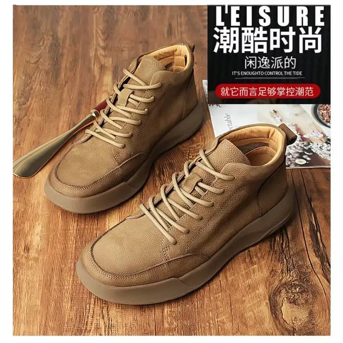 Bottes Chelsea courtes pour hommes en cuir de vachette souple et naturel, à semelle épaisse antidéra