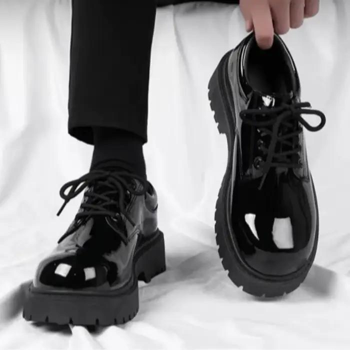 Chaussures Derby en Cuir Verni Tendance pour Homme 2026 – Chaussures Habillées Exquises pour Affaire