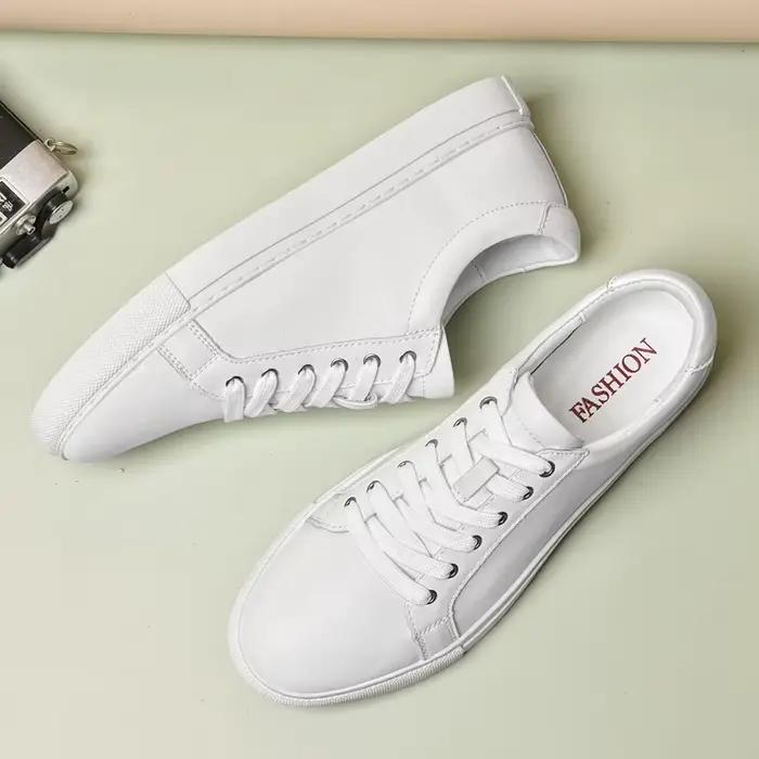 Hommes grande taille 48 49 50 chaussures blanc pur hommes chaussures plates de mode en cuir chaussur