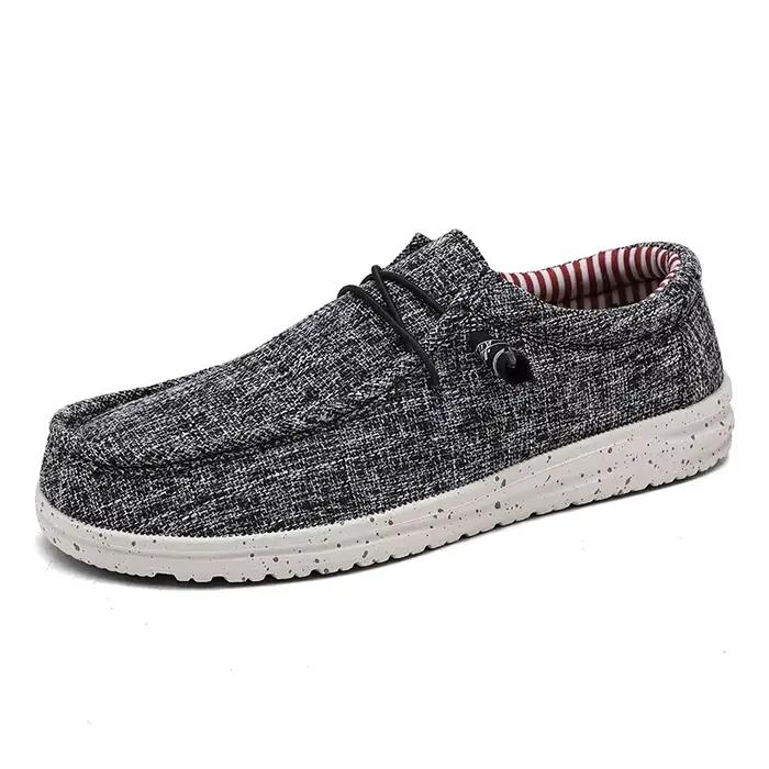 Chaussures de marche pour hommes, mocassins bas en toile, respirants, antidérapants, semelle souple,