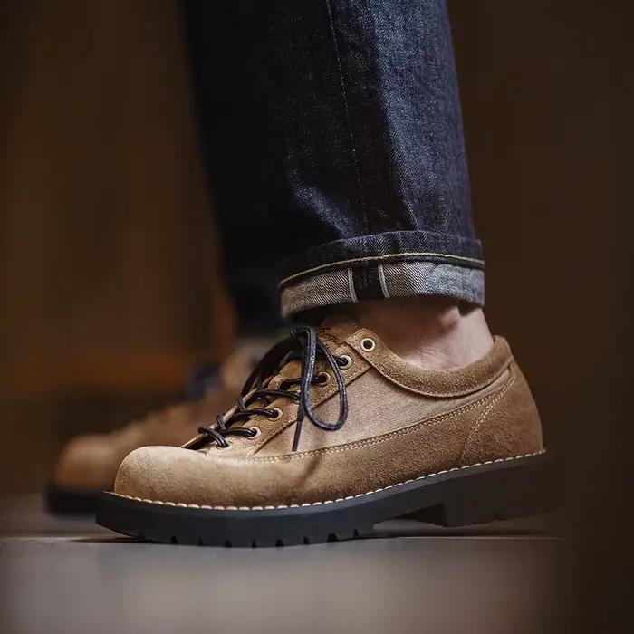 Chaussures en daim de vache vintage Maden, chaussures de travail à semelle épaisse, basses, décontra