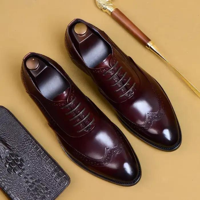 Chaussures en cuir Brogues classiques pour hommes, cuir véritable de luxe, nouveau style, créateur d