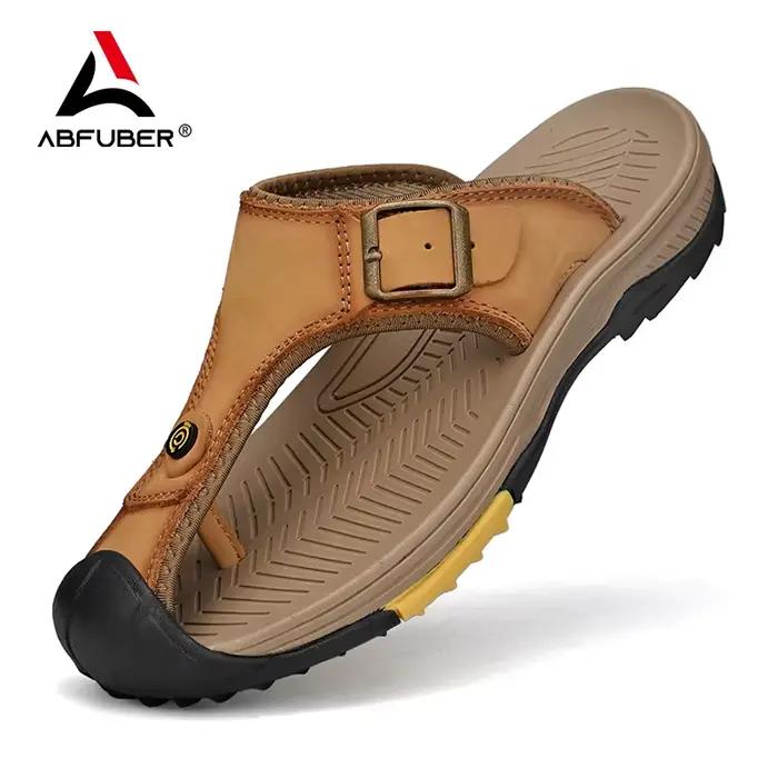 Sandales en cuir véritable hommes chaussures d'été respirantes homme imperméable en plein air hommes
