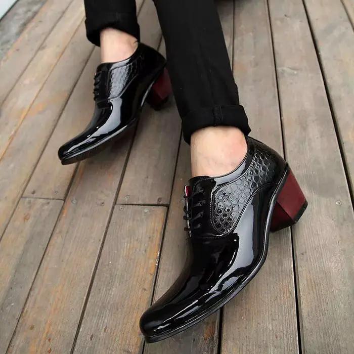 Baskets de mariage en cuir rehaussé pour hommes, chaussures à plateforme Oxford, chaussures pointues