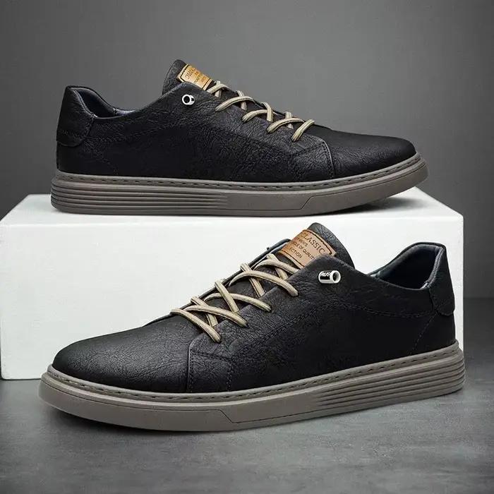 Marque italienne en cuir véritable chaussures décontractées hommes Oxford en plein air noir chaussur