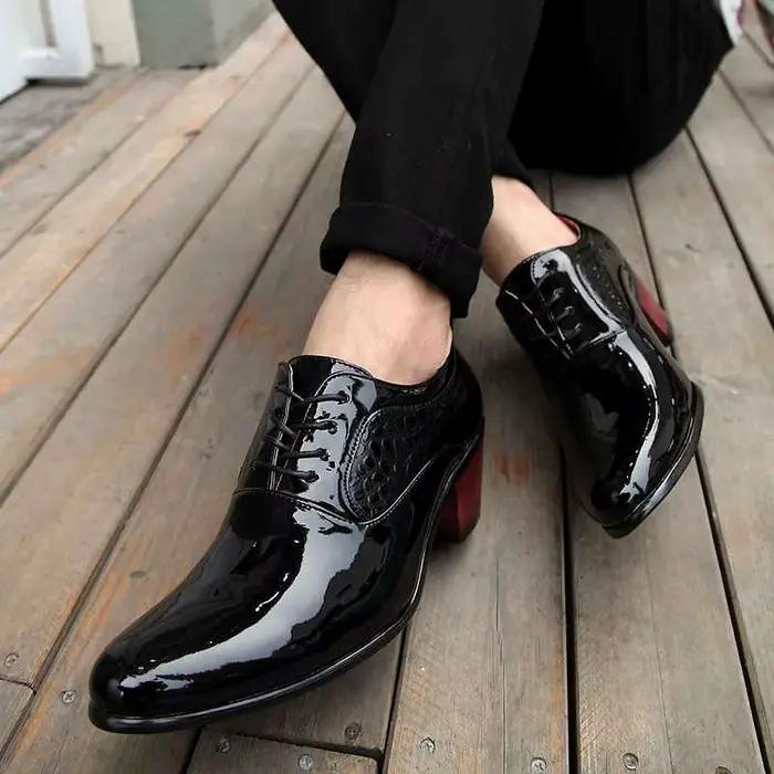 Baskets de mariage en cuir rehaussé pour hommes, chaussures à plateforme Oxford, chaussures pointues
