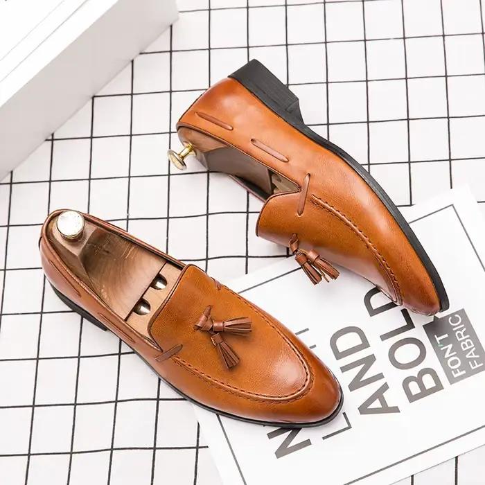 Chaussures de mariage pour hommes mocassins à enfiler tendance glands chaussures en cuir hommes chau