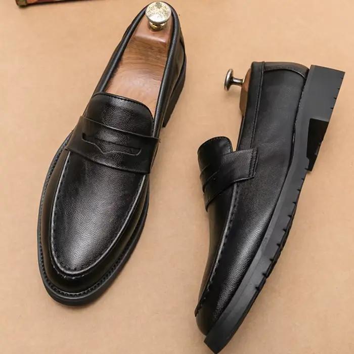 Tendance chaussures d'affaires décontractées hommes rétro chaussures habillées pour hommes de haute