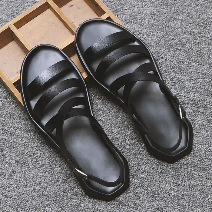 Sandales plates d'été hommes chaussures décontracté en cuir souple hommes sandales vacances mâle mar