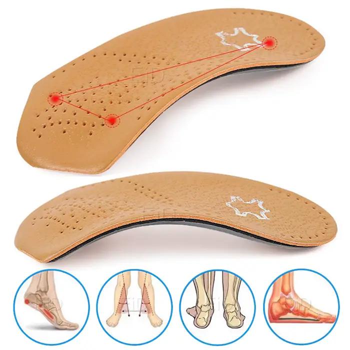 Semelles orthopédiques en cuir pour la fasciite plantaire, coussin de santé pour pied plat