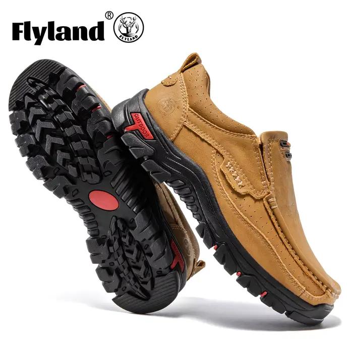 FLYLAND Chaussures habillées en cuir pour hommes, style mode, plateformes, bottes plates, chaussures