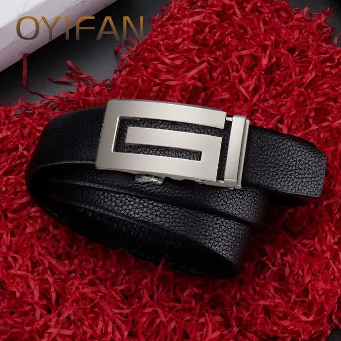 Ceinture en cuir pour hommes, ceinture à boucle automatique, pour les affaires populaires, ceinture