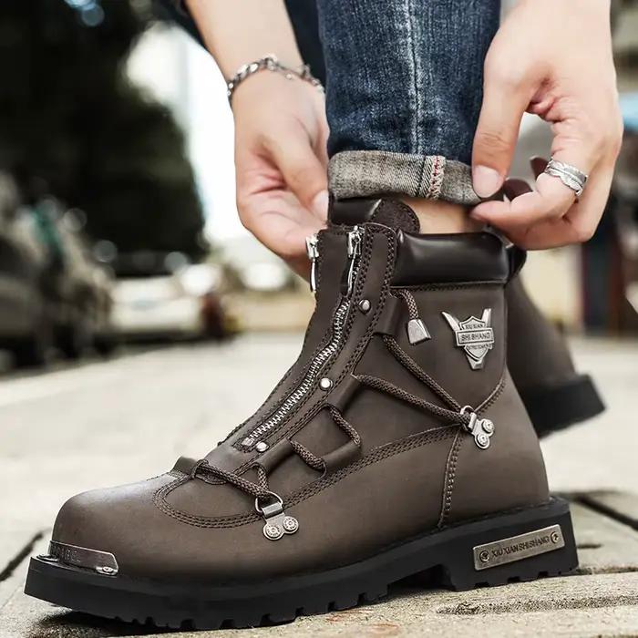 Hommes bottes nouveau hiver pantoufles chaud hommes chaussures imperméable antidérapant en peluche b
