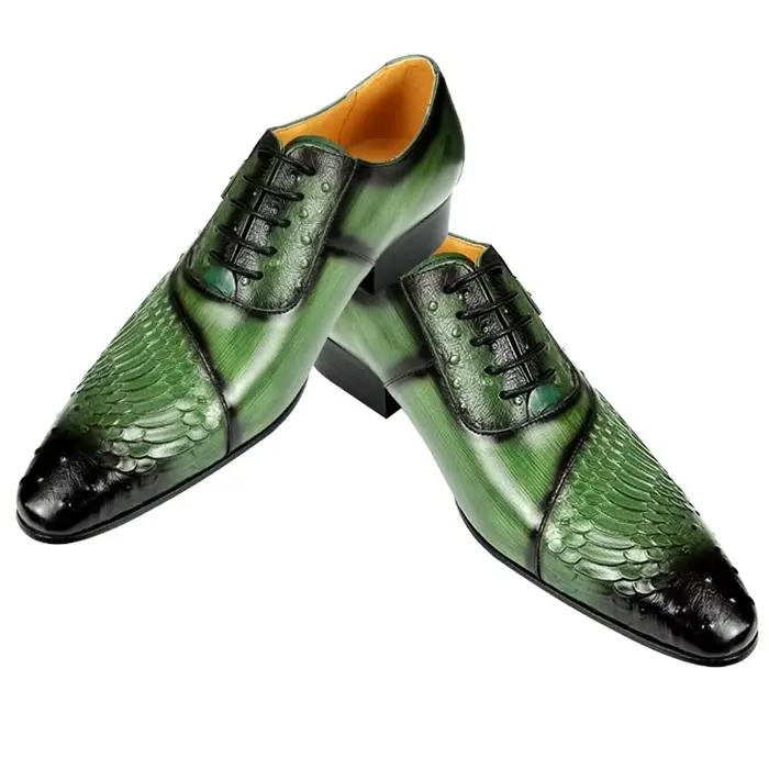 Chaussures Oxford de luxe sculptées en cuir pour hommes, style britannique, pointues, tendance, à la