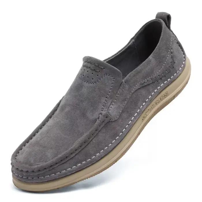 Mocassins en cuir faits à la main pour hommes, chaussures décontractées, baskets plates souples, con